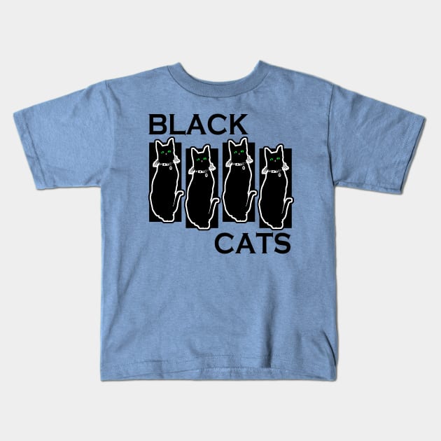 Black Cats Kids T-Shirt by PepperKittyRules